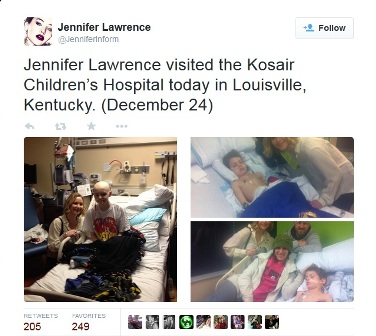 Jennifer Lawrence Rayakan Natal di Rumah Sakit